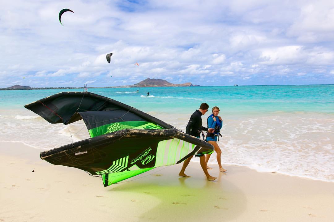 Kitesurfing at Kailua Bay, Oahu
