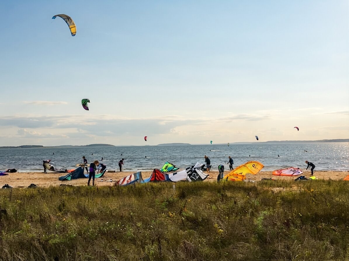 Kitesurfing at Kite Point, Outer Banks