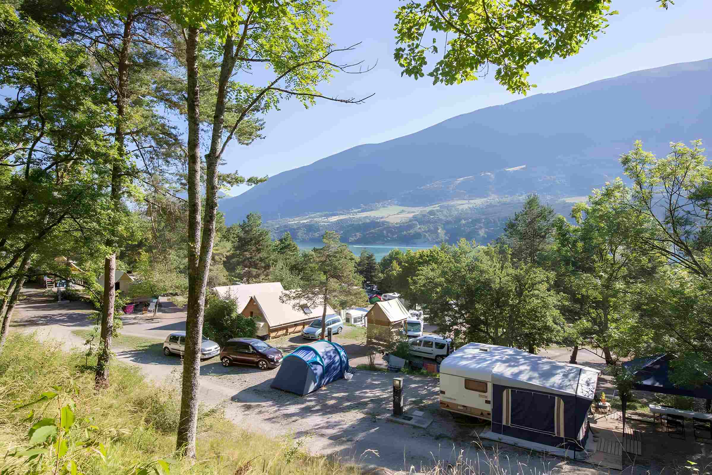 Camping de la Plage in Treffort at Monteynard Lake close to kite spot Plage Nord.